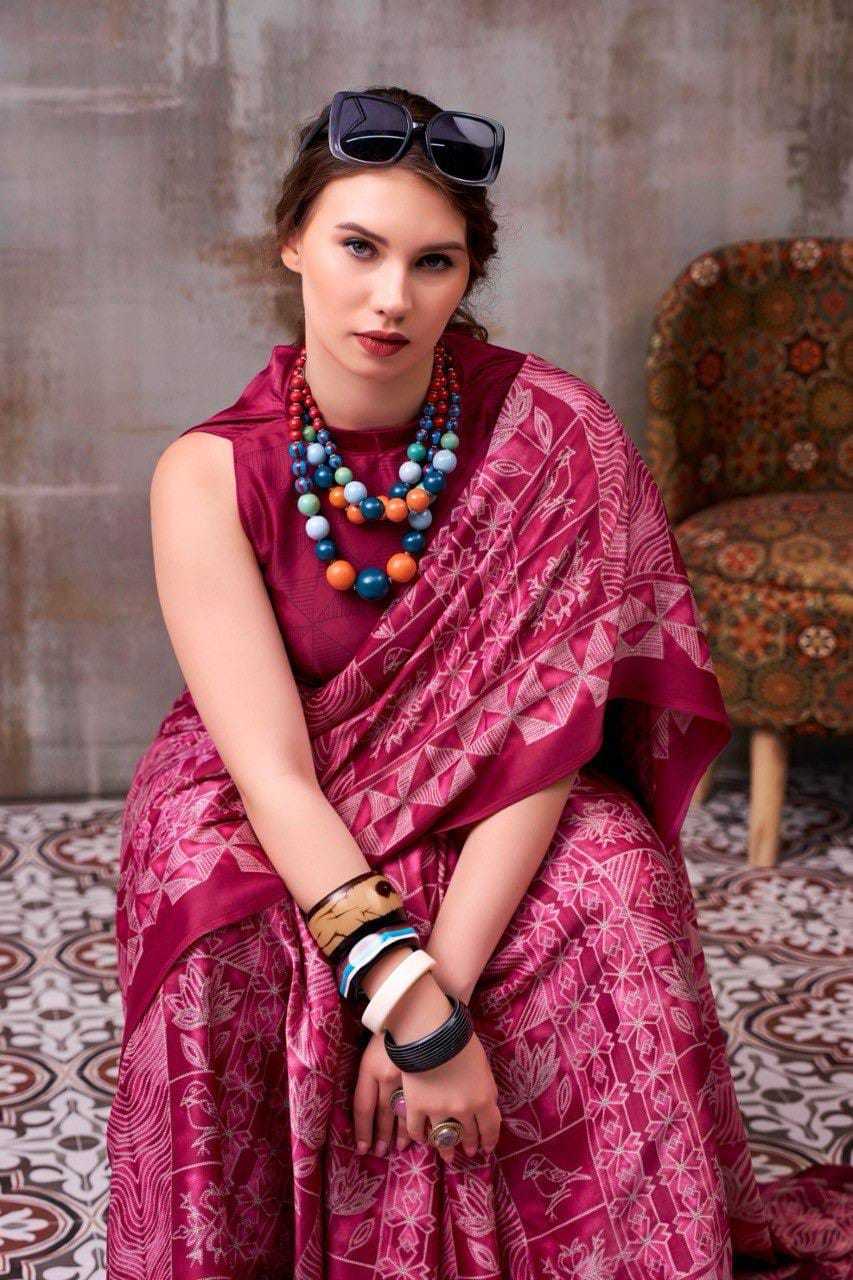 Japan Sartin Designer Saree in Purple
