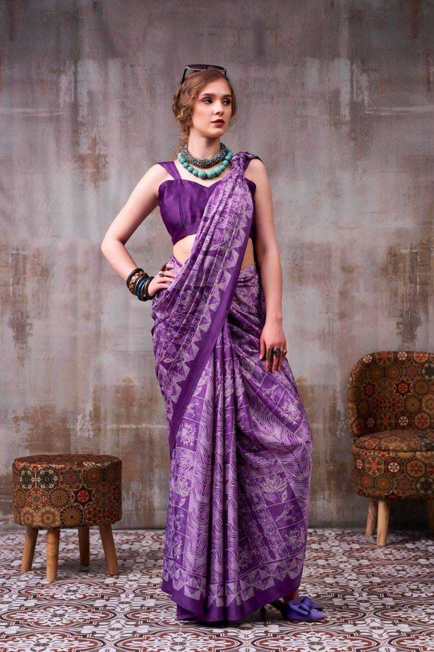Japan Sartin Designer Saree in Purple