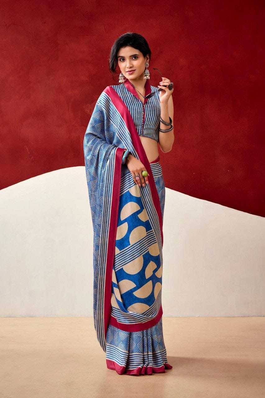 Satin Japan Sartin Printed Saree