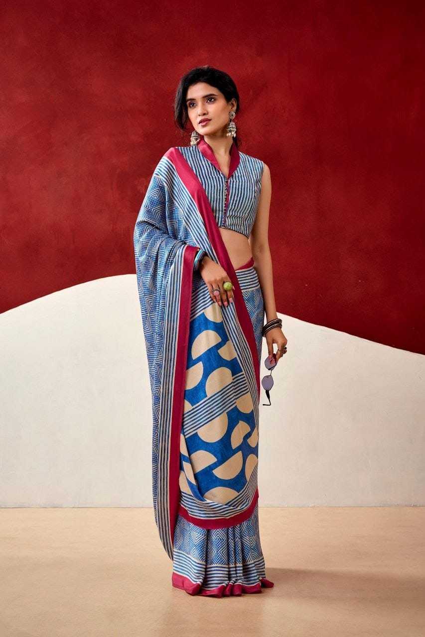 Satin Japan Sartin Printed Saree