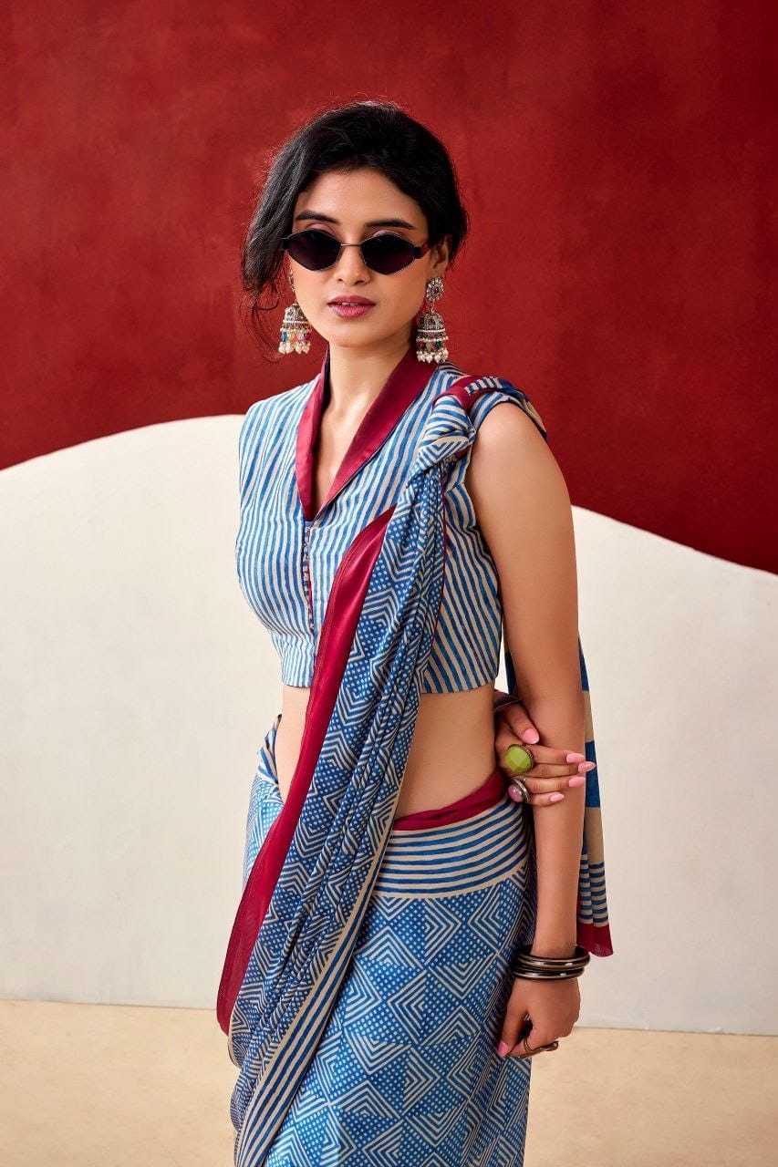 Satin Japan Sartin Printed Saree