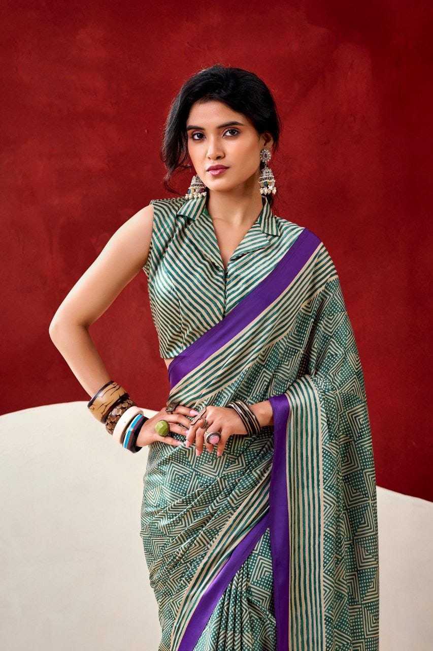 Satin Japan Sartin Printed Saree