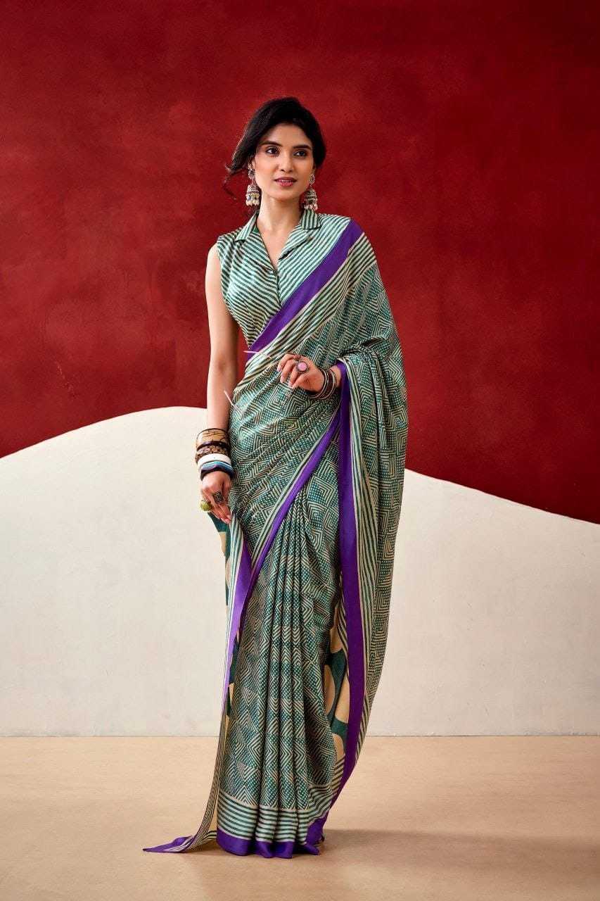 Satin Japan Sartin Printed Saree