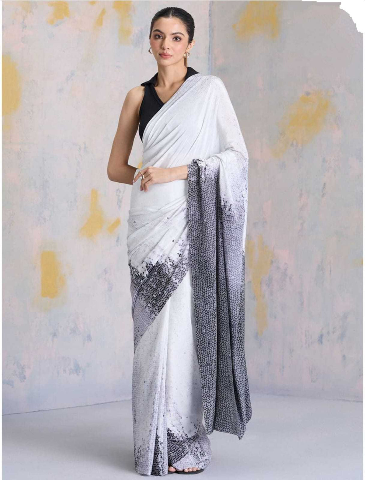 Work Japan Sartin Designer Saree in White
