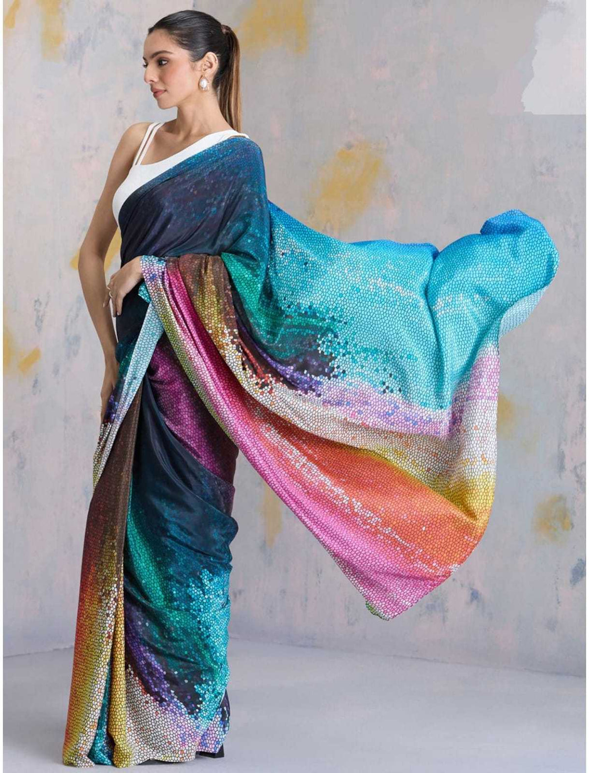 Work Japan Sartin Designer Saree in White