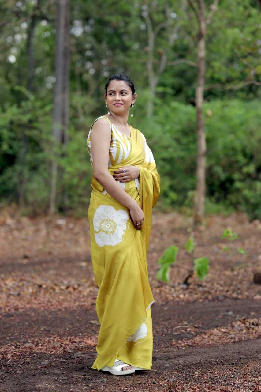 Work Japan Sartin Designer Saree in White