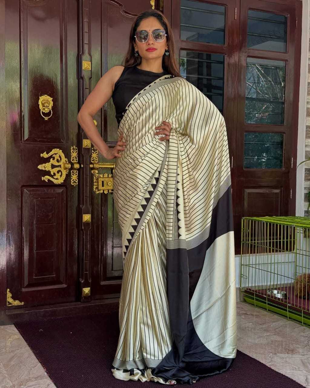 Work Japan Sartin Designer Saree in White