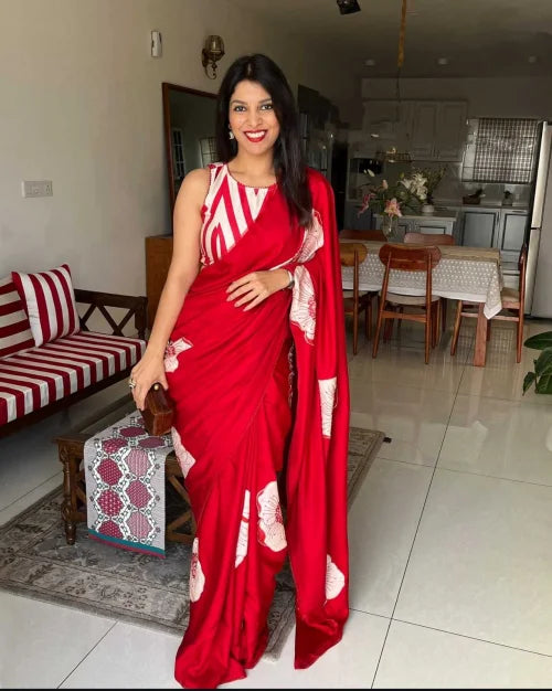 Work Japan Sartin Designer Saree in White