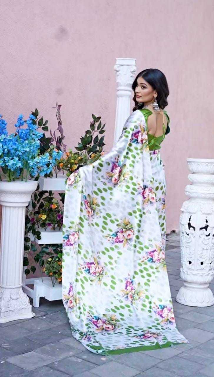 Work Japan Sartin Designer Saree in White