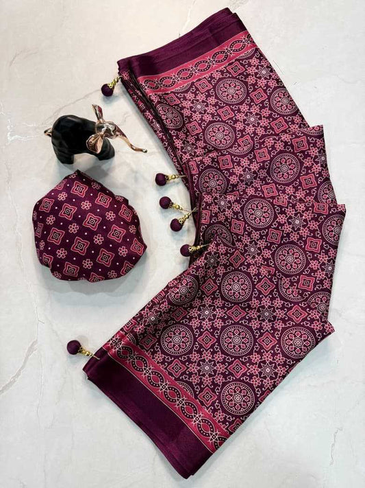Creap Crepe Designer Saree