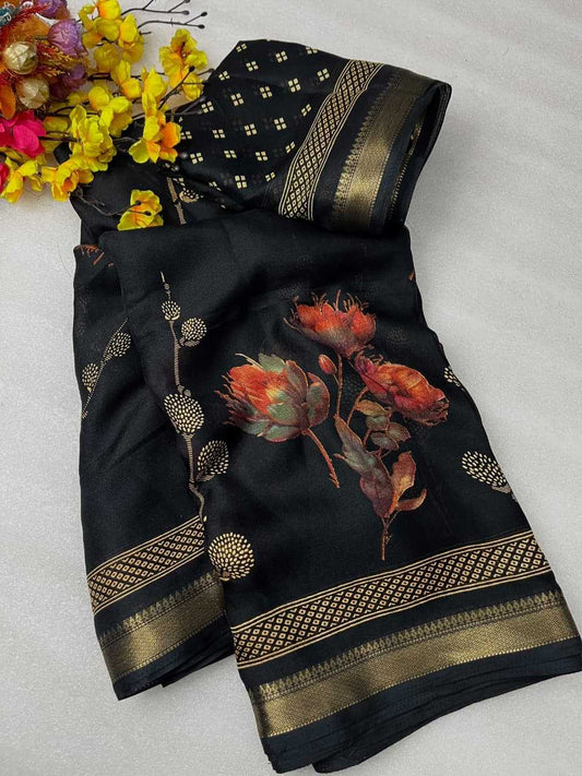 Flower Georgette Saree in Purple