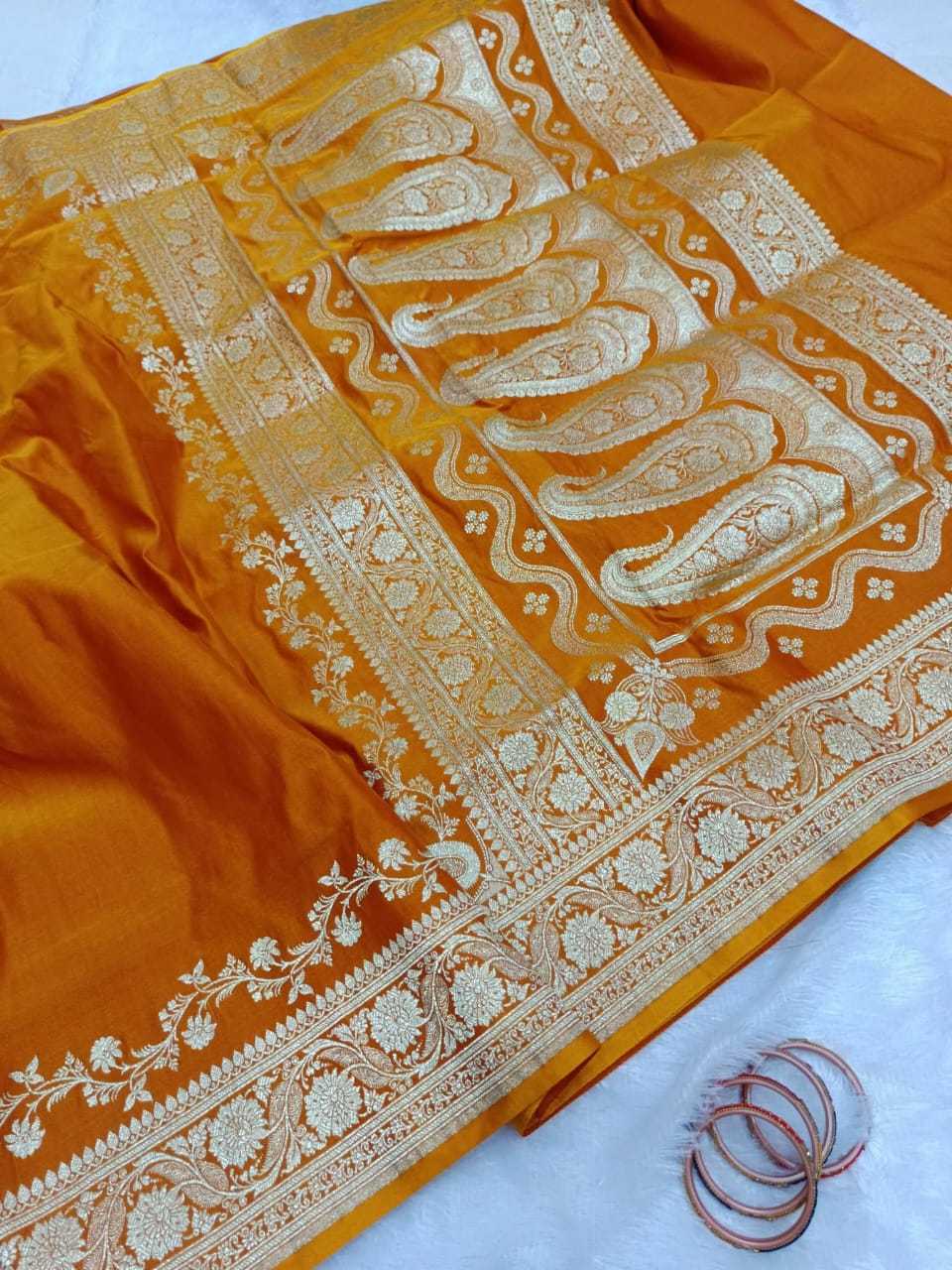 Full Banarasi Soft Silk Zari Border Saree