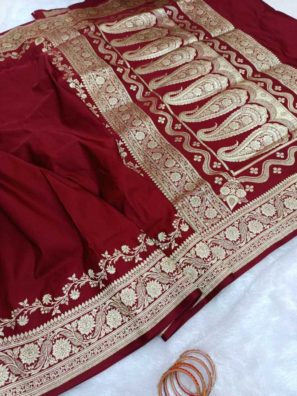 Full Banarasi Soft Silk Zari Border Saree