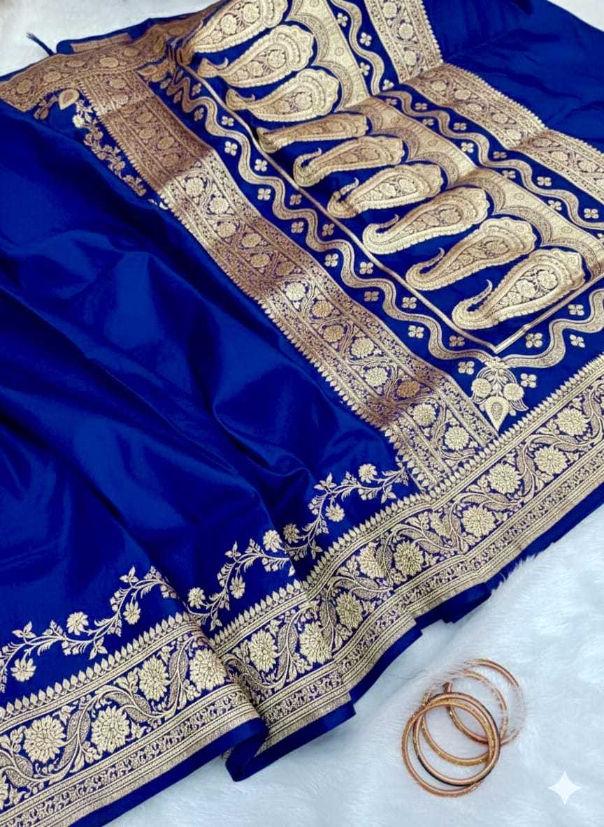 Full Banarasi Soft Silk Zari Border Saree
