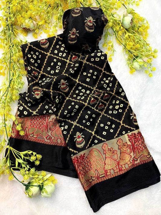 Gajji Silk Designer Saree in Black