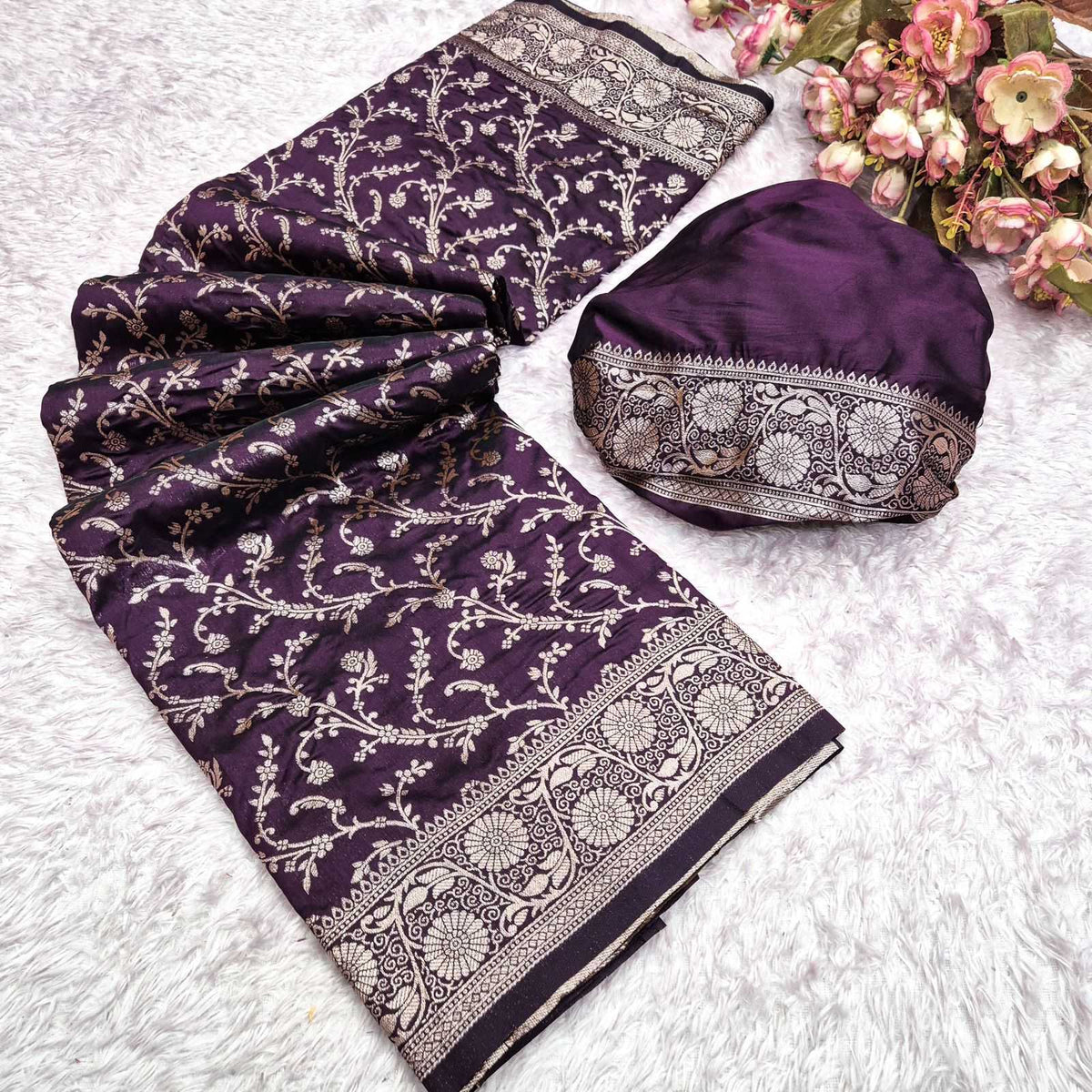 Rich Jacquard Uniform Saree