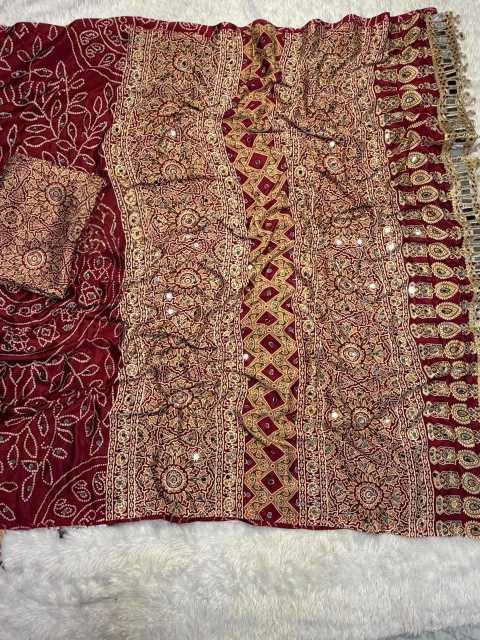 Gajji Silk Ajrakh Saree