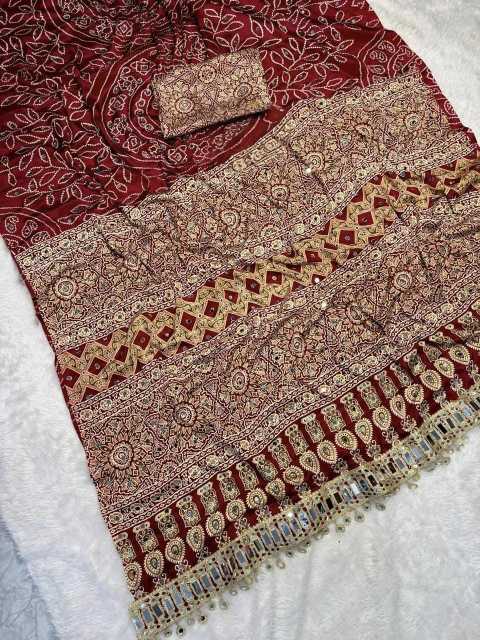 Gajji Silk Ajrakh Saree