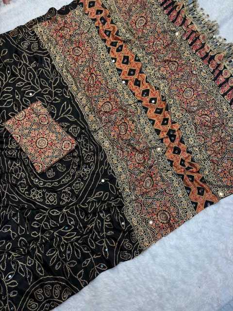 Gajji Silk Ajrakh Saree