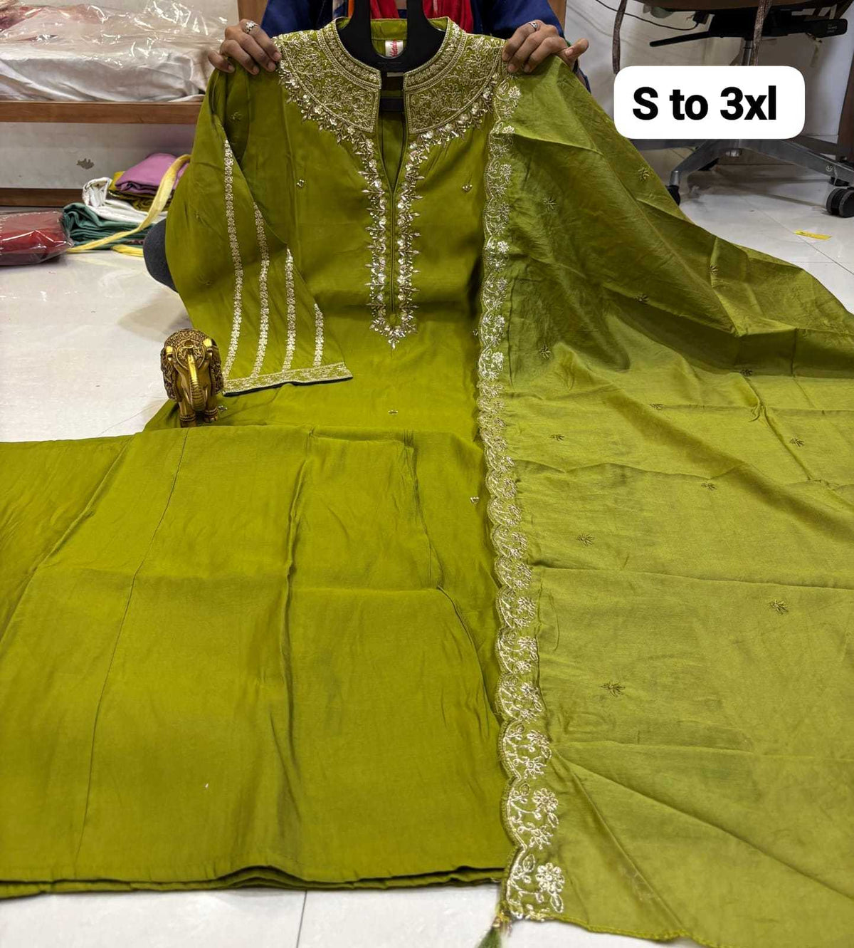 Aadhunika Heavy Roman Silk Designer Kurti