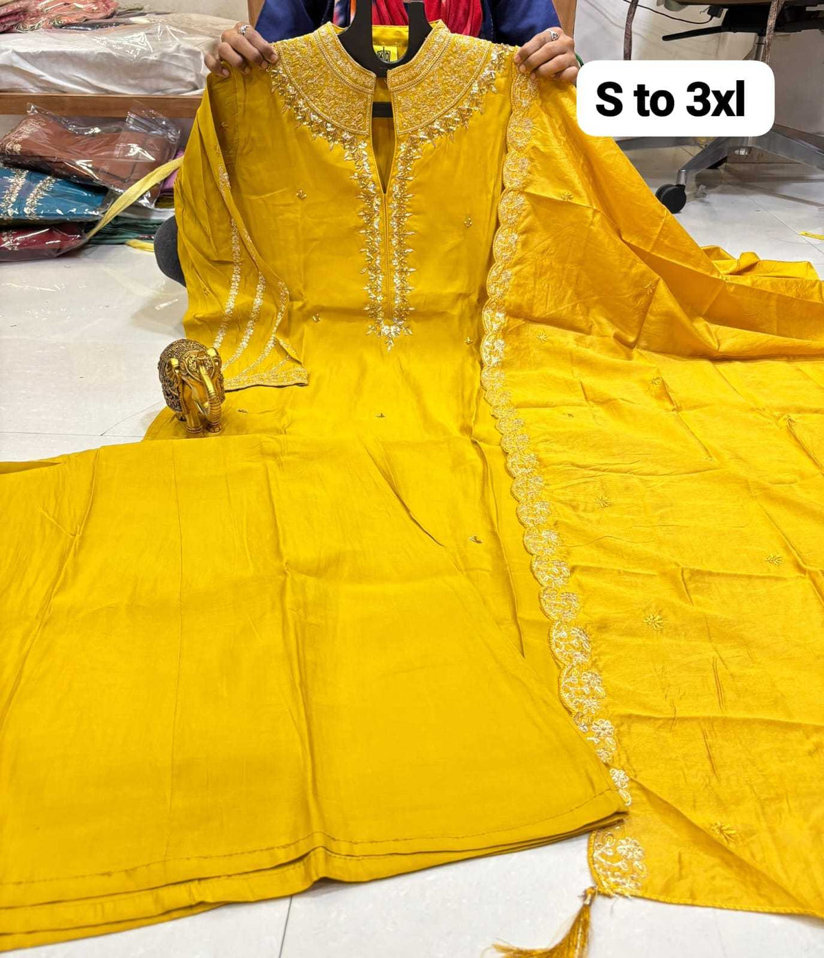 Aadhunika Heavy Roman Silk Designer Kurti