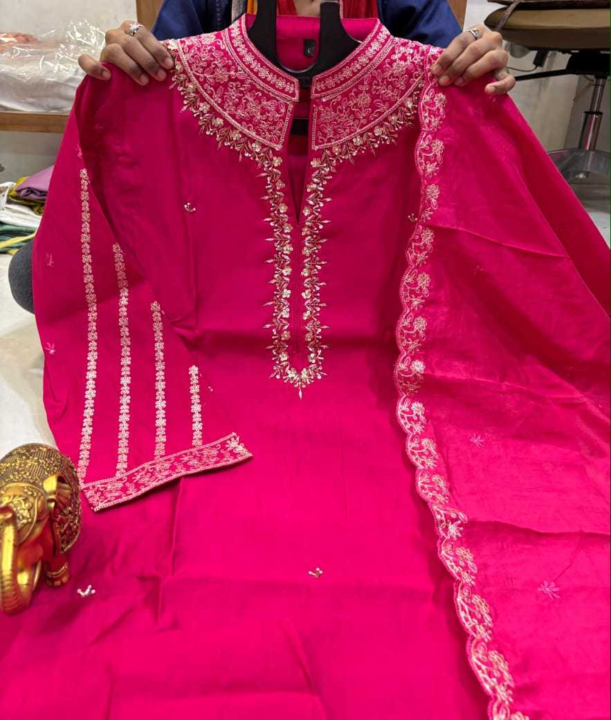 Aadhunika Heavy Roman Silk Designer Kurti