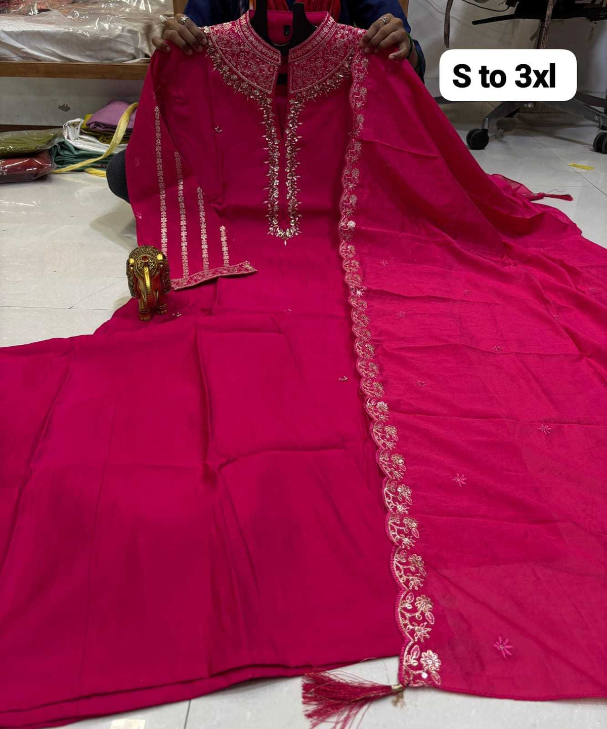Aadhunika Heavy Roman Silk Designer Kurti
