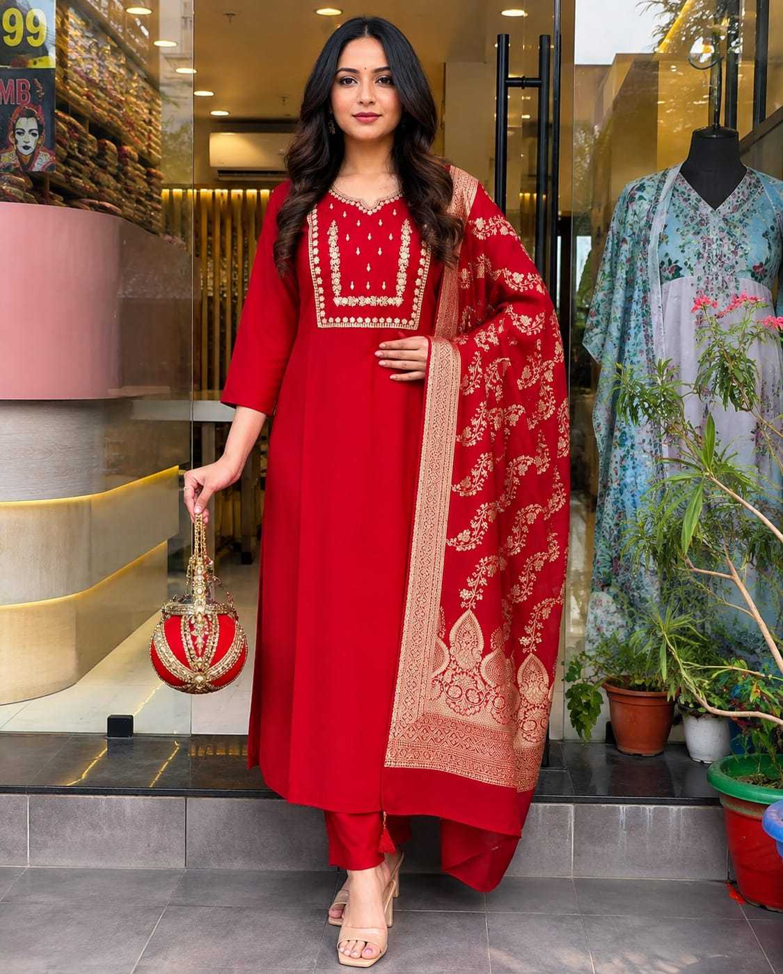 Aashraya Heavy Roman Silk Designer Kurti