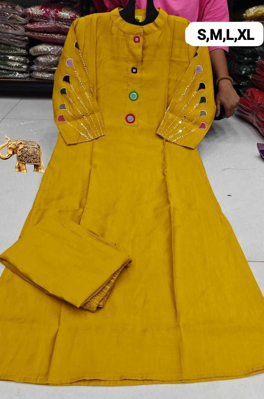 Haimika Heavy Roman Silk Mirror Work Kurti