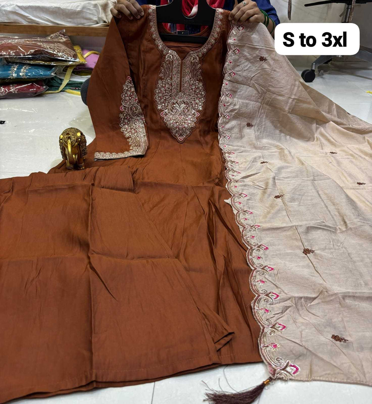 Malvika Heavy Roman Silk Sharara Salwar Suit
