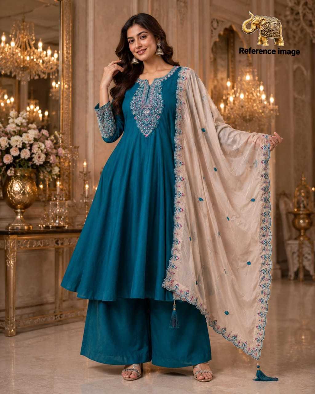 Malvika Heavy Roman Silk Sharara Salwar Suit