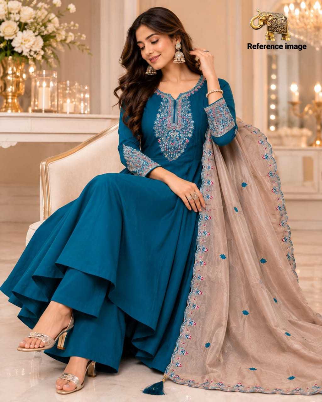 Malvika Heavy Roman Silk Sharara Salwar Suit