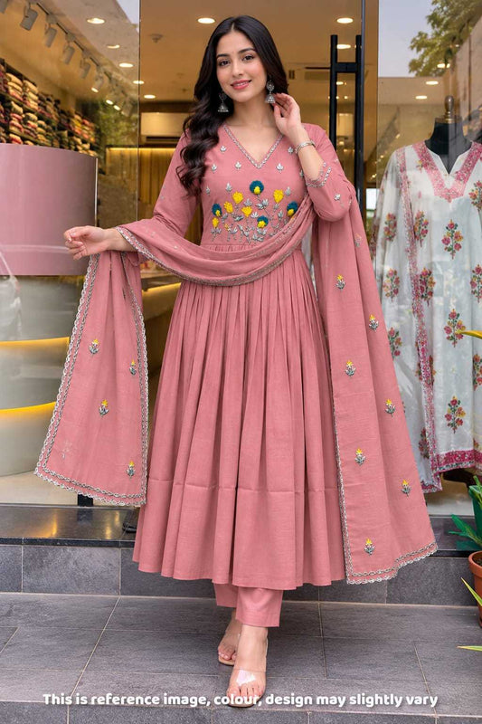 Nisha Chanderi Soft Anarkali Kurti