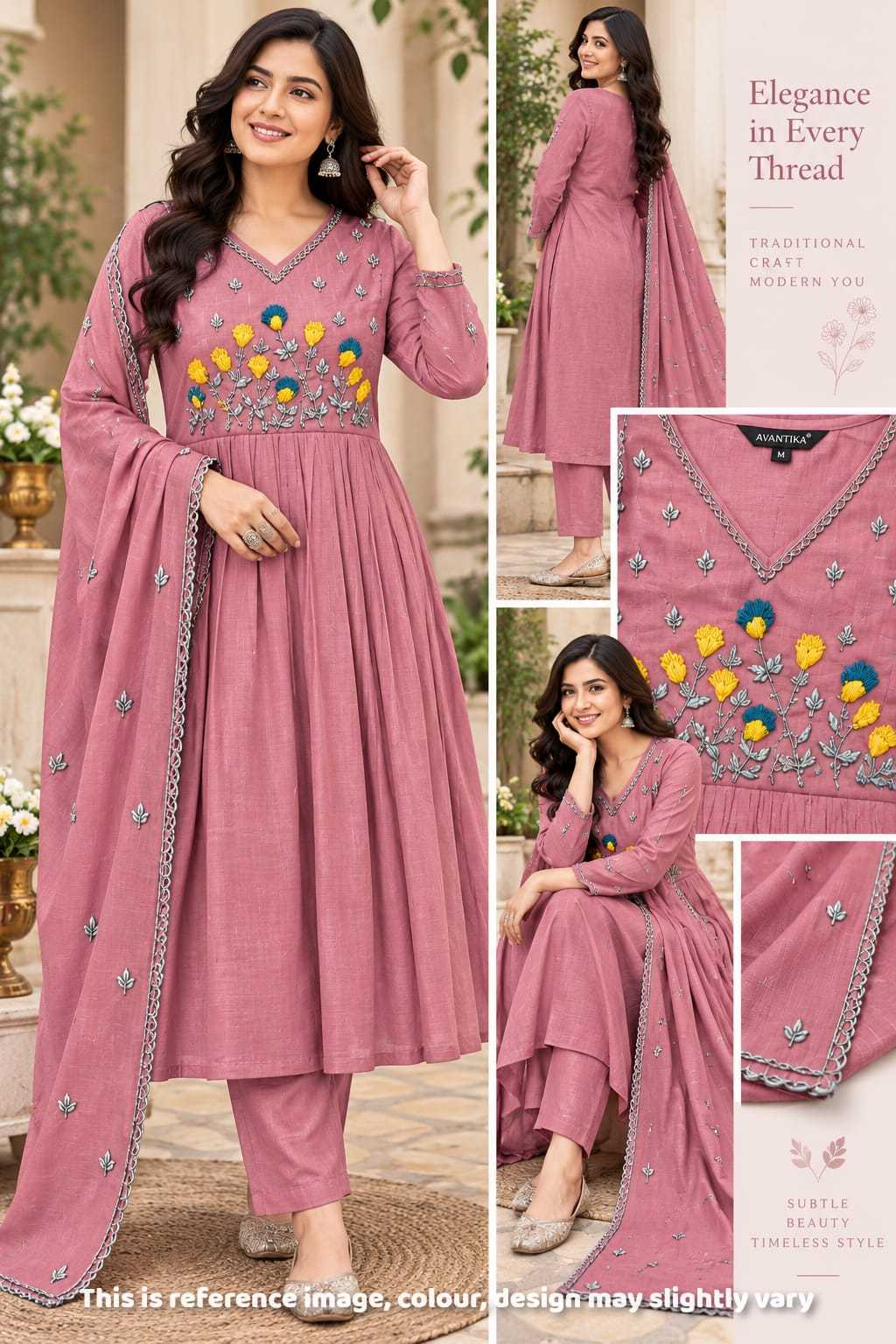 Nisha Chanderi Soft Anarkali Kurti