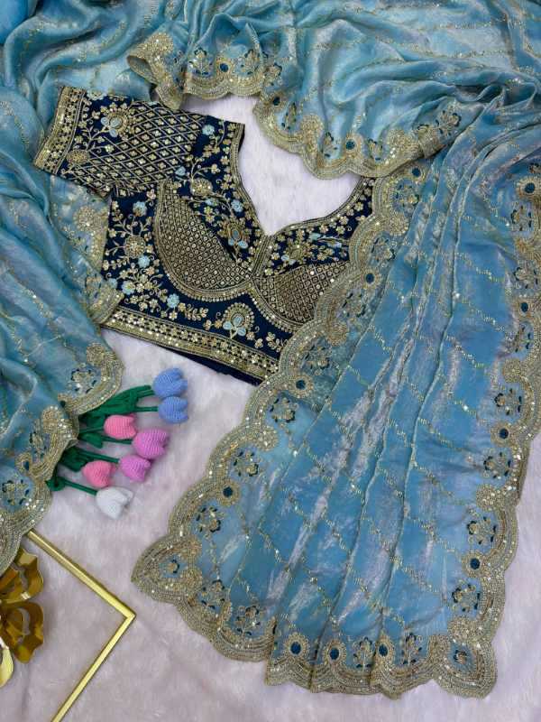 Space Silk Sequin Saree in Pink
