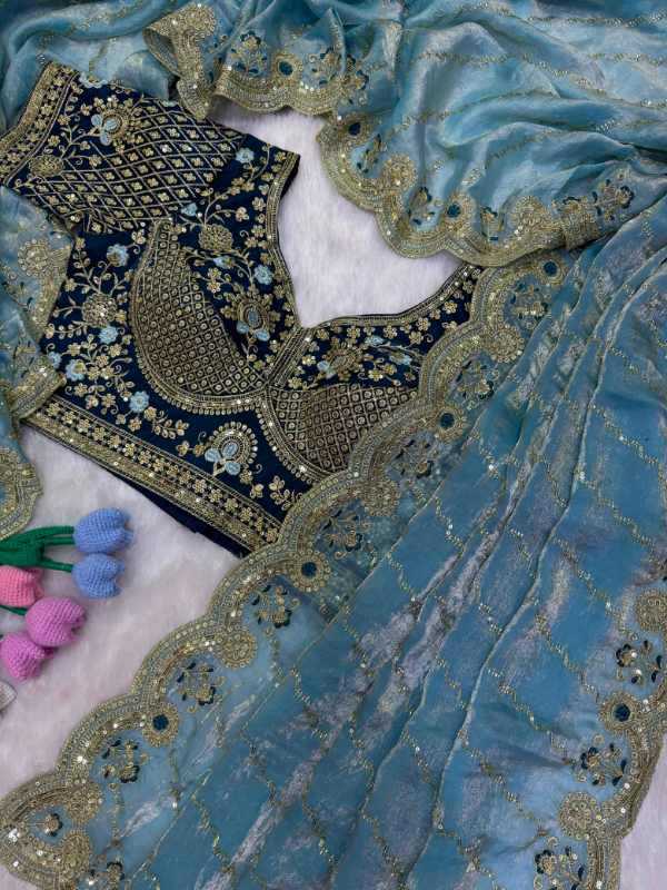 Space Silk Sequin Saree in Pink