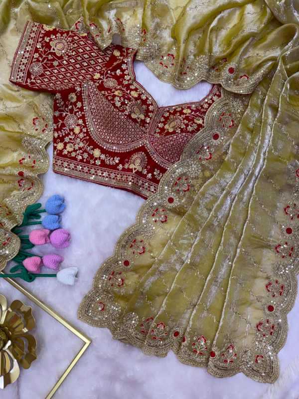 Space Silk Sequin Saree in Pink