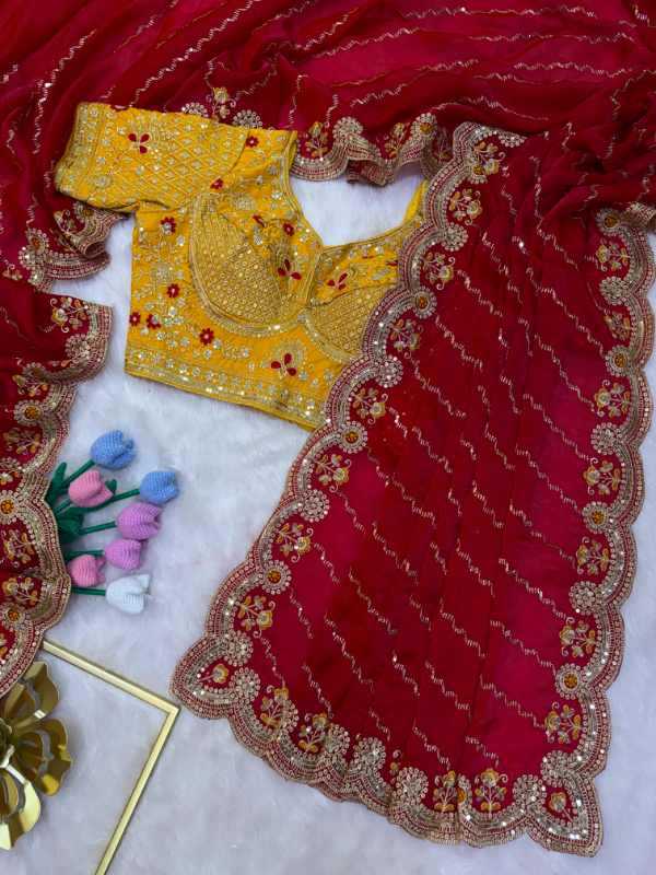 Space Silk Sequin Saree in Pink