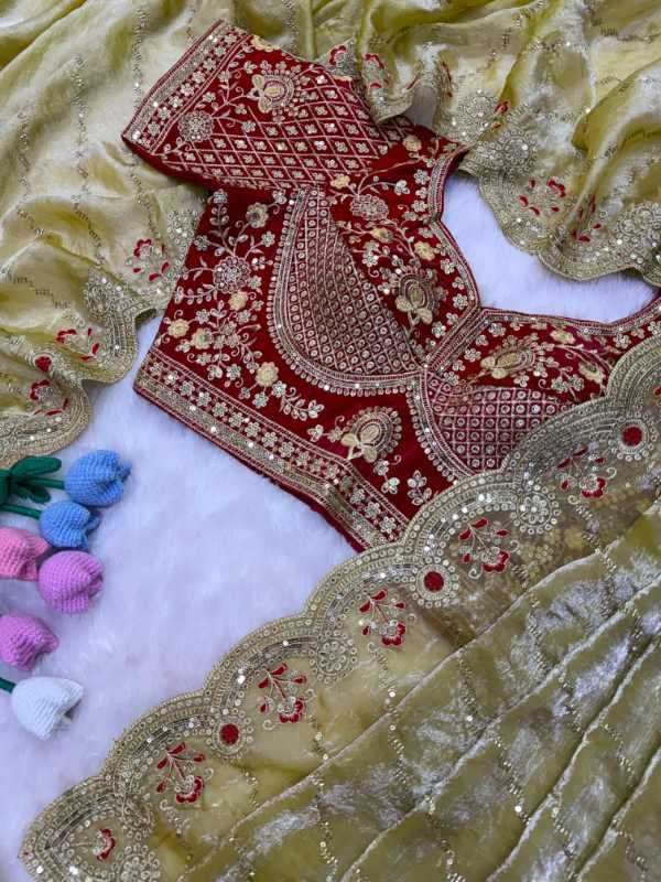 Space Silk Sequin Saree in Pink