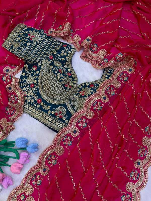 Space Silk Sequin Saree in Pink