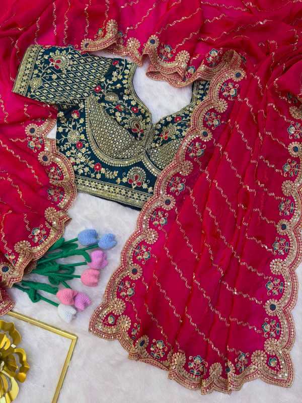 Space Silk Sequin Saree in Pink