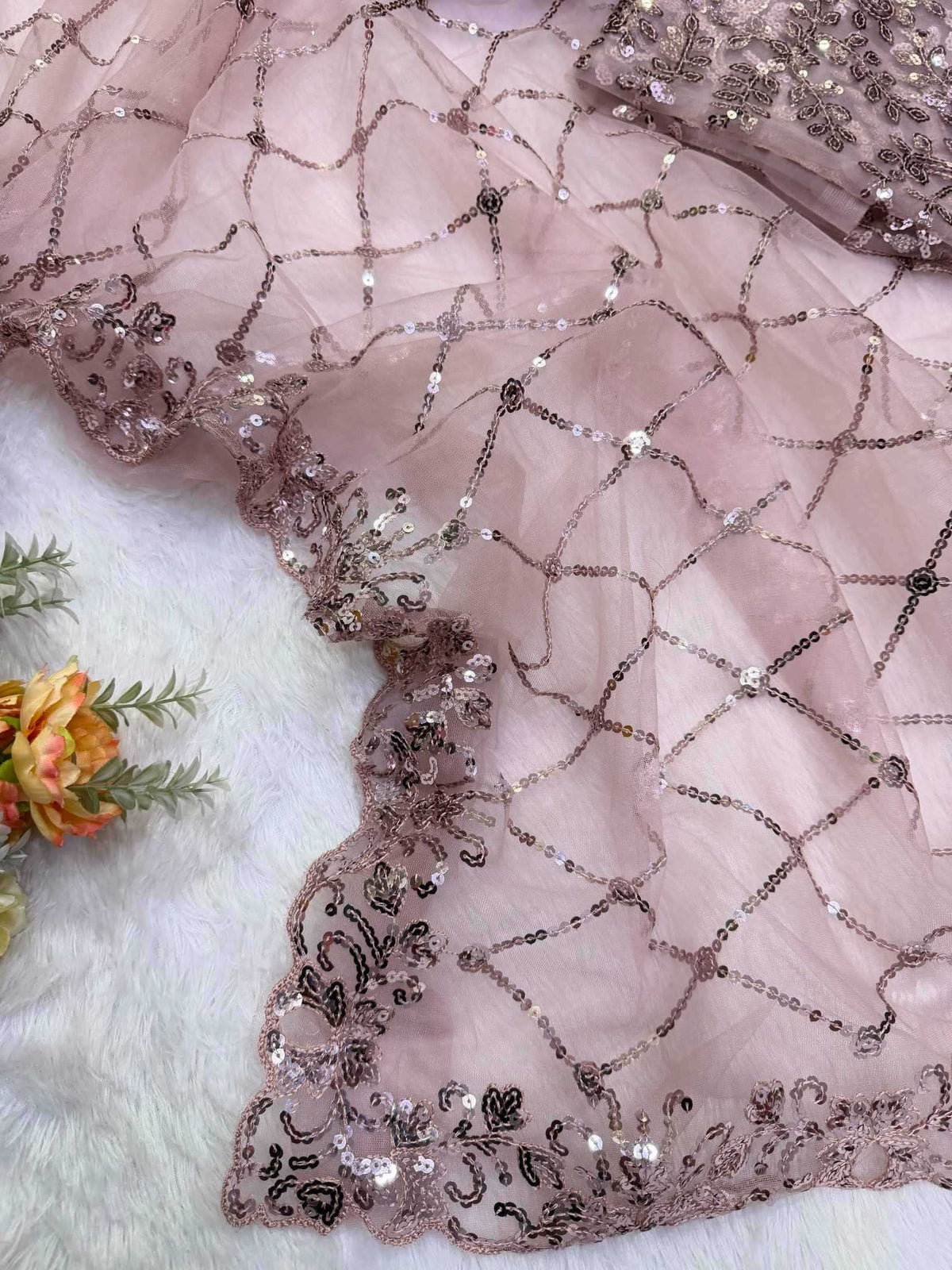 Net Sequence Saree