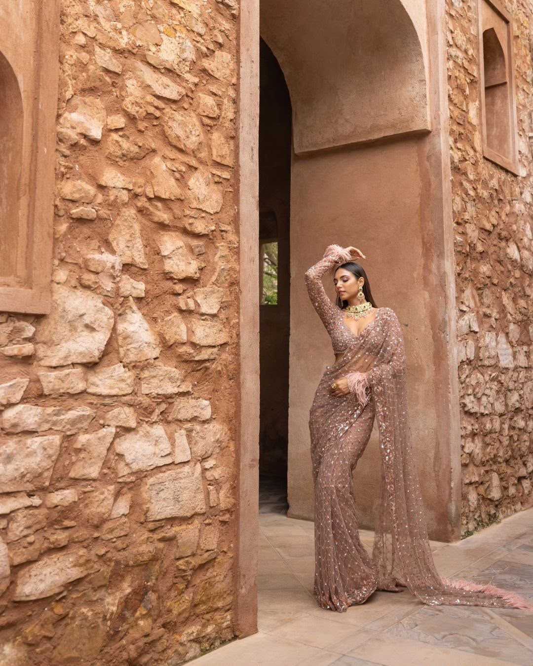 Net Sequence Saree