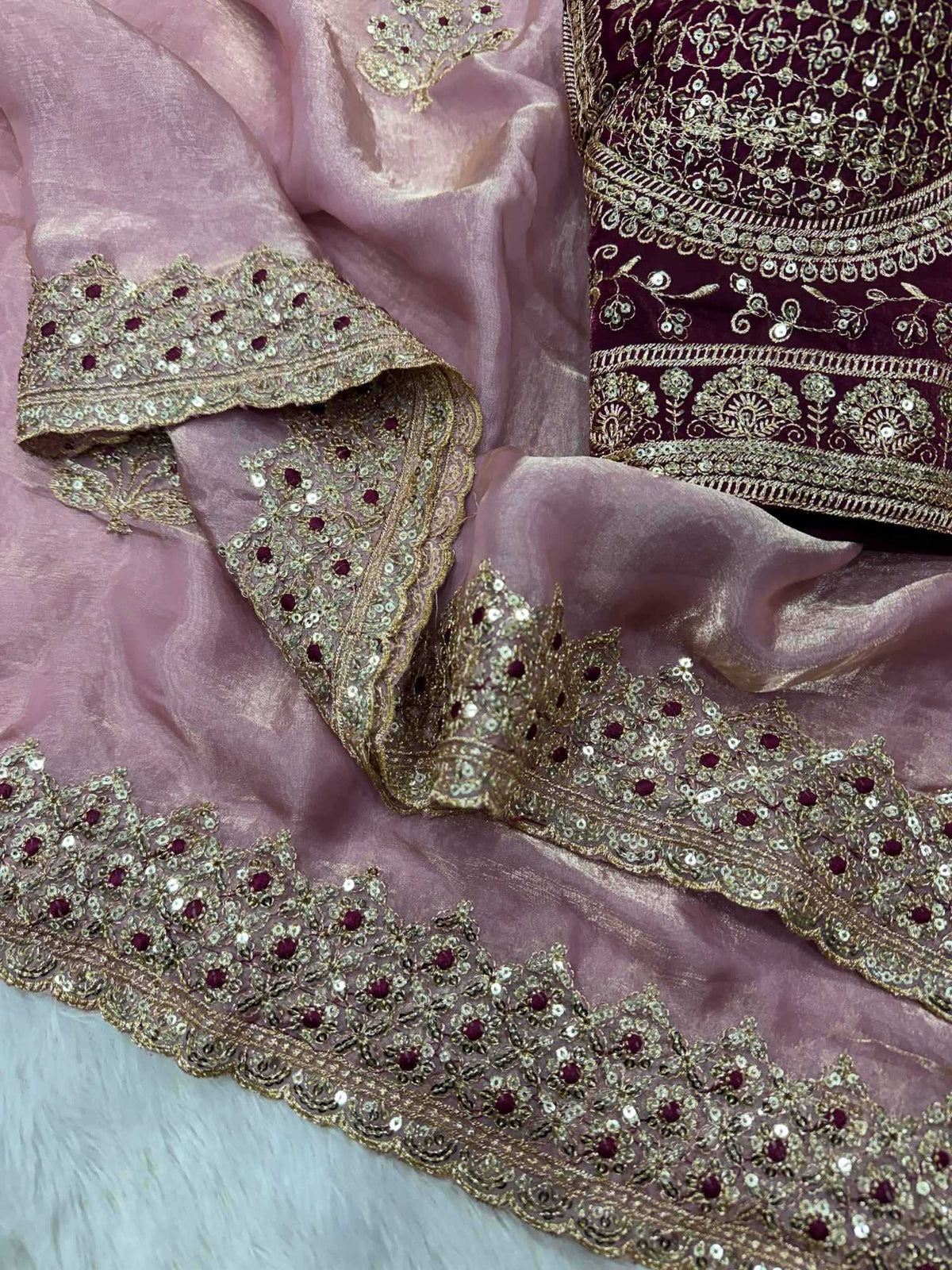 Satin Sequence Saree