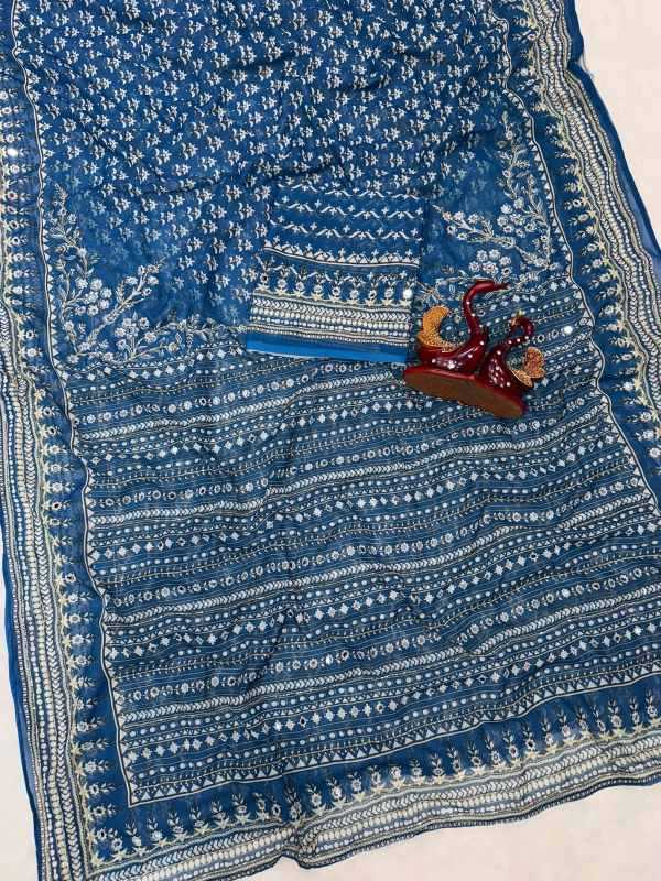 Faux Georgette Saree in Blue