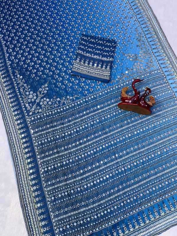 Faux Georgette Saree in Blue