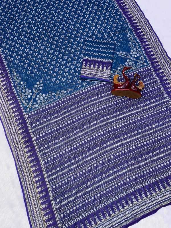 Faux Georgette Saree in Blue