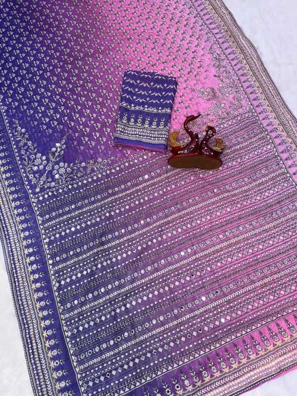 Faux Georgette Saree in Blue