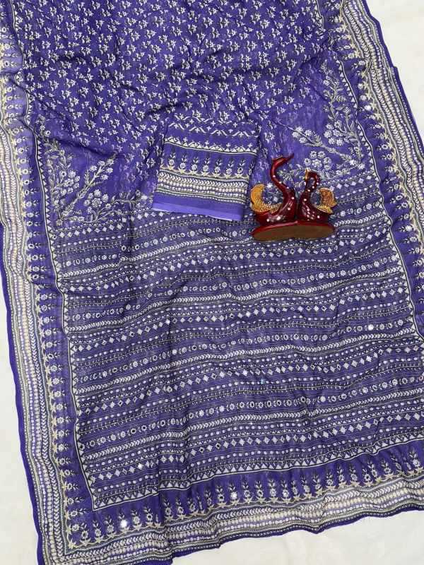 Faux Georgette Saree in Blue