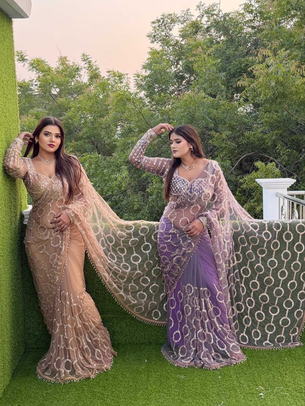 Soft Net Sequence Saree